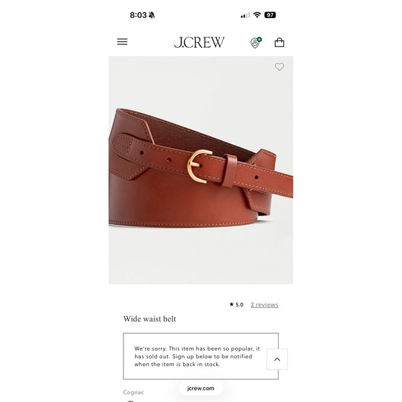 J. Crew Accessories - J.Crew Womens Wide Waist Belt Cognac Brown Genuine Leather Gold Buckle BK321 M